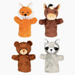 Goki Handpuppen Tiere – Fuchs, Esel, Bär und Waschbär als 28 cm große Plüsch-Handspielpuppen