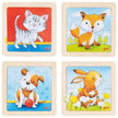Goki Hintergrundbildpuzzle Tiere aus Holz mit Katze, Fuchs, Hund und Hase für Kinder