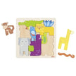 Holzpuzzle Safari Tiere Kinder von Goki mit Giraffe, Elefant, Krokodil und weiteren Figuren, Motorikspielzeug zur Förderung von Feinmotorik und Formenlernen ab 1 Jahr