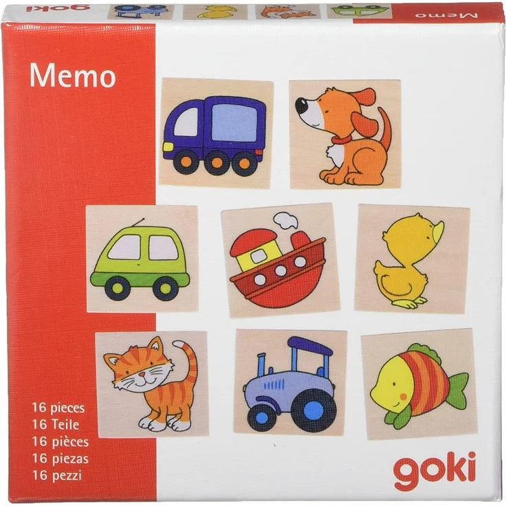 Verpackung Holz Memo Spiel für Kinder mit Tier- und Fahrzeugmotiven – 16 Teile