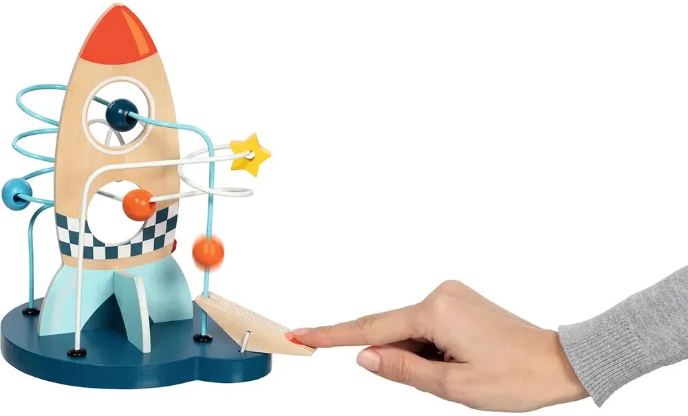 Goki Motorikschleife Weltall mit Rakete aus Holz – Motorikspielzeug für Kinder