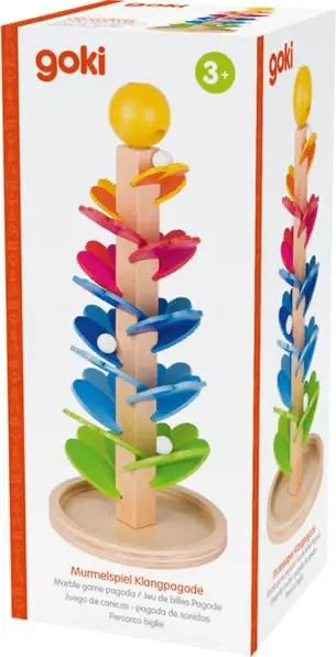 Goki Murmelspiel Klangpagode aus Holz mit bunten Klangblättern für Kinder ab 3 Jahren