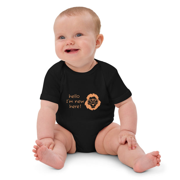 Hello, I’m new here – Babybody mit Löwen - Willkommensgruß - Babylions