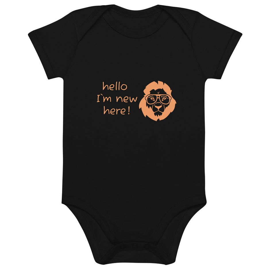 Hello, I’m new here – Babybody mit Löwen - Willkommensgruß - Babylions