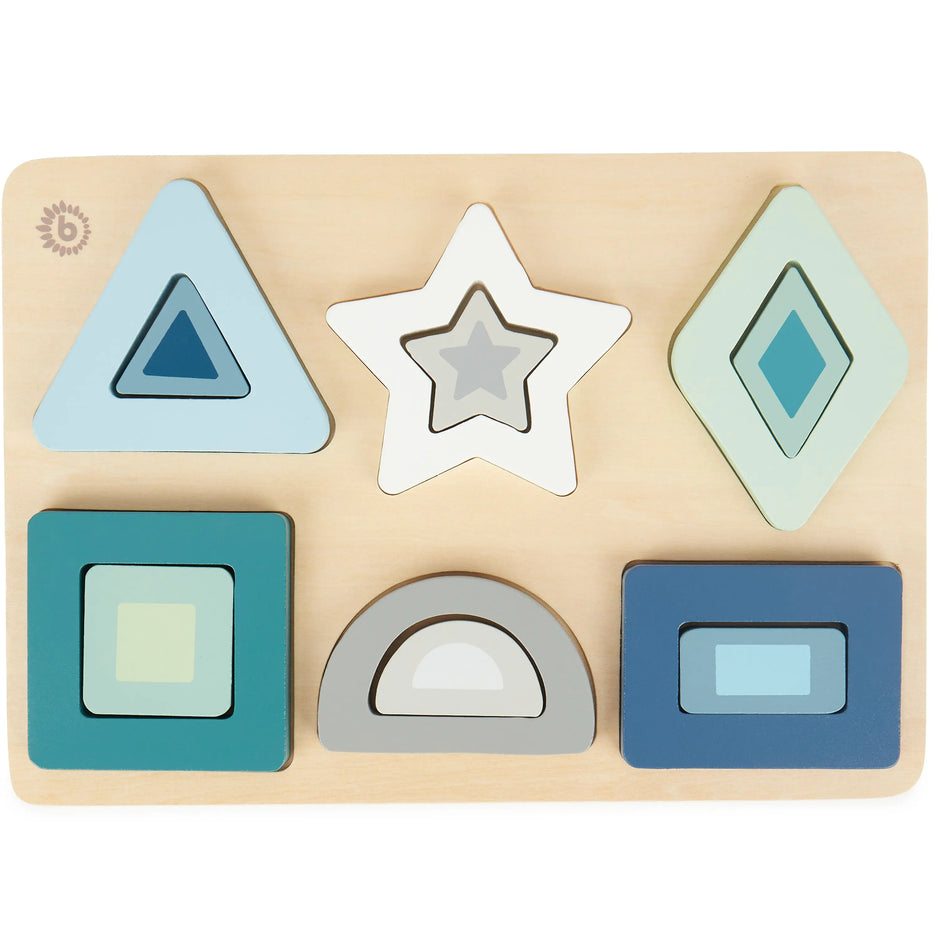 Bieco Holz Steckpuzzle mit geometrischen Formen – Montessori Lernspielzeug aus Holz für Kinder ab 1 Jahr zur Förderung von Motorik, Formen- und Farberkennung