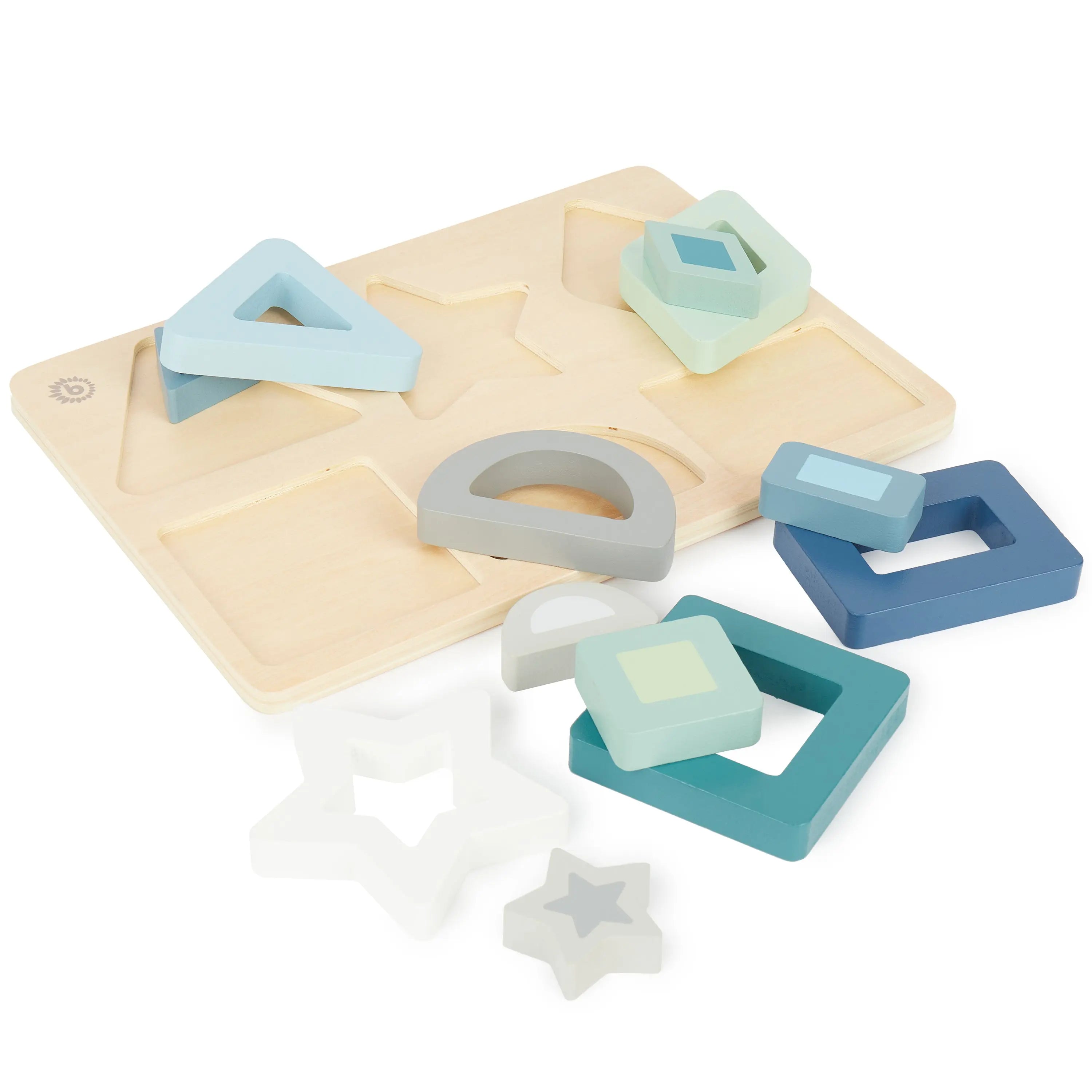 Bieco Holz Steckpuzzle mit geometrischen Puzzleteilen – Montessori Lernspielzeug aus Holz für Kinder ab 1 Jahr zur Förderung von Feinmotorik, Formenverständnis und logischem Denken