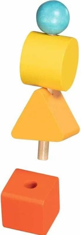 Holz Steckspiel mit bunten Formen zum Sortieren und Stapeln, fördert Motorik und Greifübungen bei Babys und Kleinkindern
