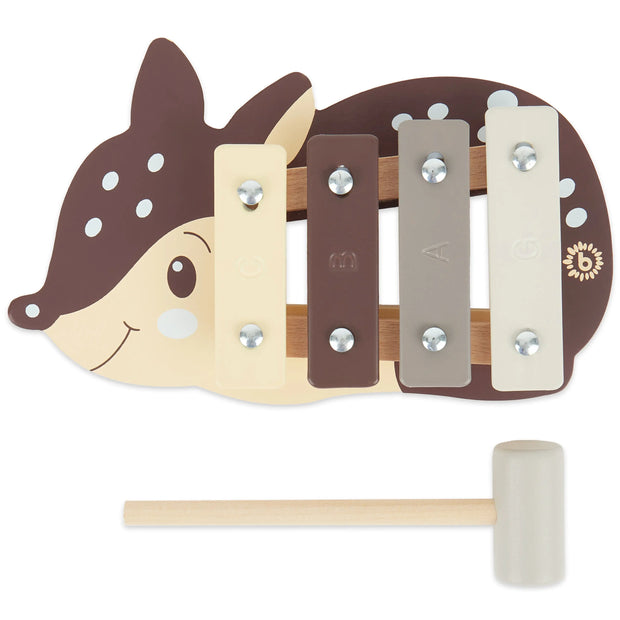 Holz Xylophon Reh von Bieco mit Schlägel – Montessori Musikspielzeug für Kinder ab 18 Monaten zur Förderung von Motorik, Rhythmusgefühl und musikalischer Früherziehung