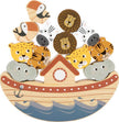 Holzspielzeug Arche Noah Balancierspiel mit Tierfiguren wie Löwe, Zebra, Elefant und Vogel, fördert Motorik und Gleichgewicht bei Kindern