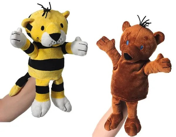 Janosch Handpuppen Tiger und Bär im Set – Plüsch Handpuppen für Kinder