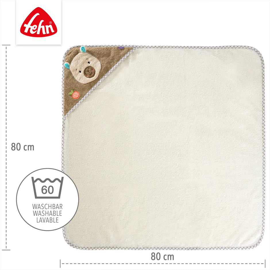 Kapuzenhandtuch Capybara Baby 80x80 cm aus weichem Frottee, saugfähig und bei 60 Grad waschbar, Babyhandtuch mit Kapuze