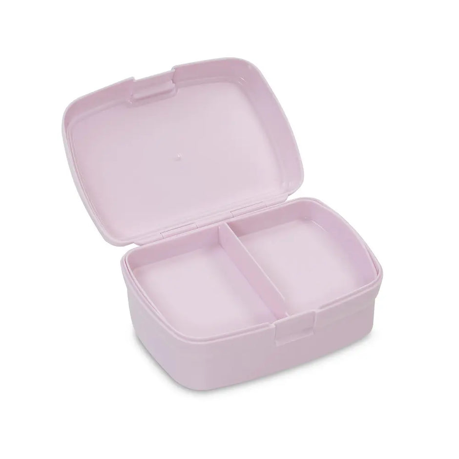 Kinder Lunchbox Blumen Rosa geöffnet mit zwei Fächern und praktischem Clipverschluss