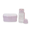 Interbaby Kinder Lunchbox und Trinkflasche im Blumen-Design Rosa mit 700 ml Brotdose und 350 ml Tritan-Flasche