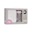 Interbaby Kinder Lunchbox & Trinkflaschen Set Blumen Rosa mit 700 ml Brotdose und 350 ml Tritan Flasche in Verpackung