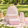 Kinder Rucksack Blumen Rosa mit Brotdose und Trinkflasche im Set
