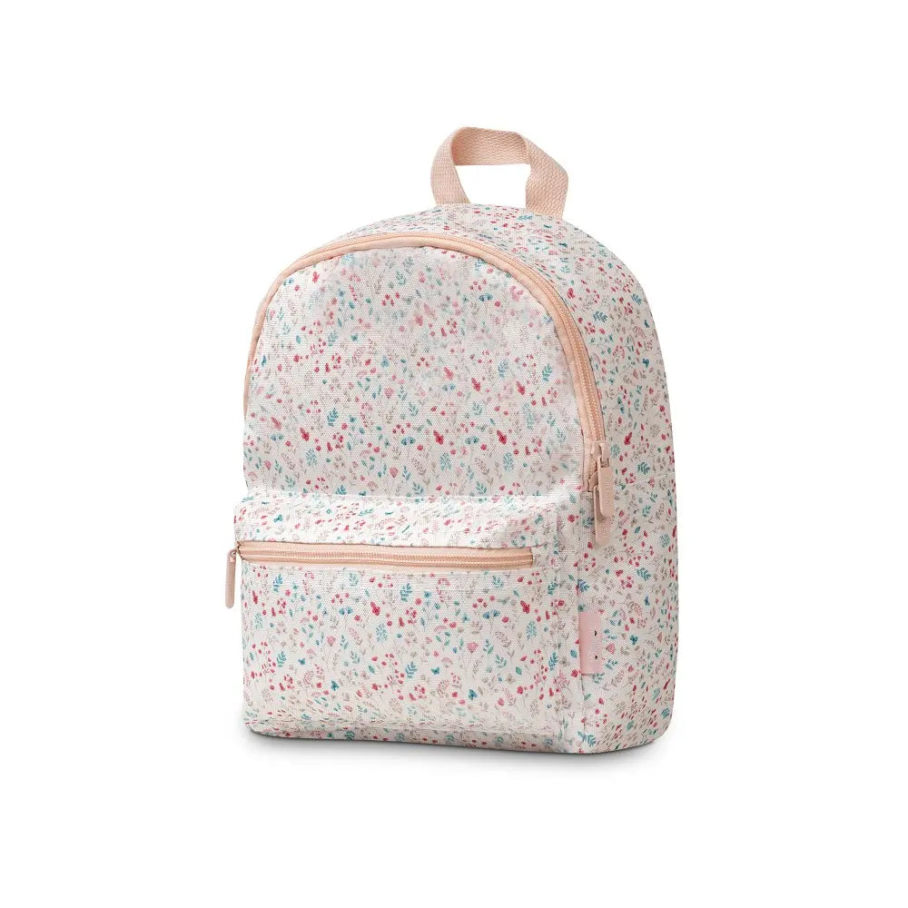 Interbaby Kindergartenrucksack Blumen in Rosa mit Fronttasche und floralem Muster
