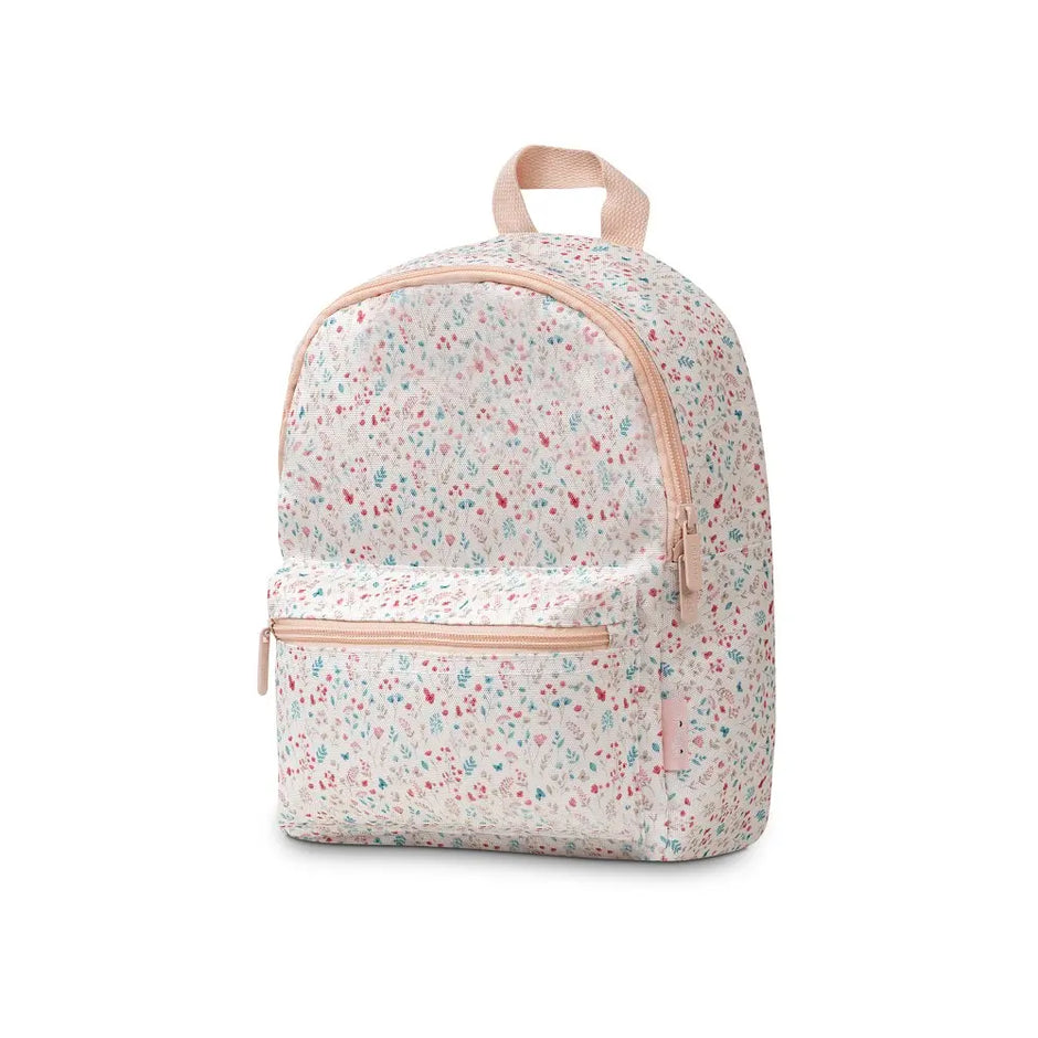 Interbaby Kindergartenrucksack Blumen in Rosa mit Fronttasche und floralem Muster