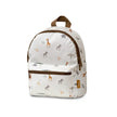 Weißer Kinderrucksack mit Safari-Motiv aus Giraffe, Zebra und Elefant – ideal für Kindergarten, Kita und Ausflüge.
