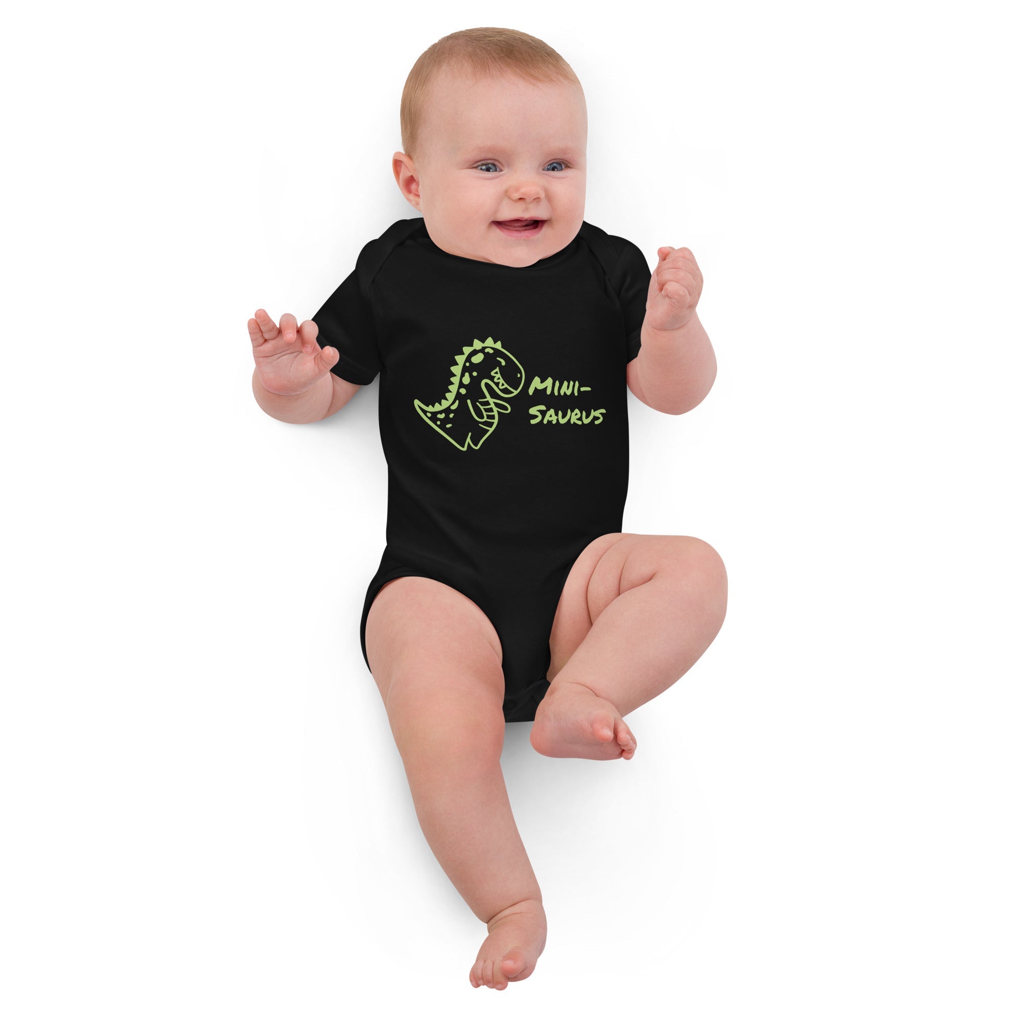 Mini - Saurus – Schwarzer Bio - Babybody für Dino - Fans - Babylions