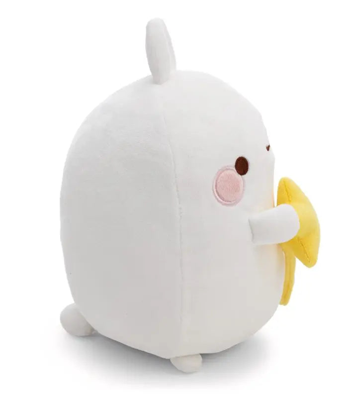 MOLANG Kuscheltier 16 cm aus weißem Plüsch mit rosa Wangen und gelber Sternschnuppe – seitliche Profilansicht.