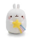 MOLANG Kuscheltier 16 cm in Weiß mit rosa Wangen und gelber Sternschnuppe mit pastellfarbenem Schweif – Vorderansicht.