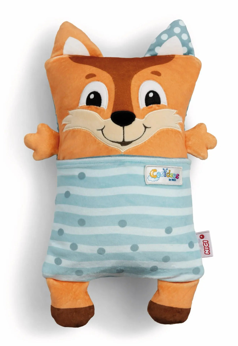 NICI Cosidoos Fuchs Kuscheltier mit Wendefunktion und blau gestreiftem Schlafanzug