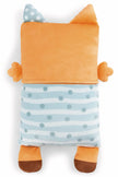 Rückseite des NICI Cosidoos Fuchs Kuscheltiers mit weichem Plüsch und blauem Streifenmuster