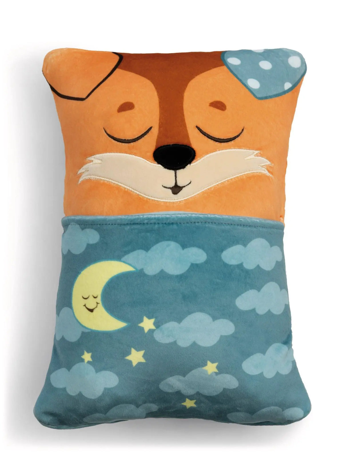 Schlafender NICI Cosidoos Fuchs mit geschlossenen Augen und blauem Sternenhimmel