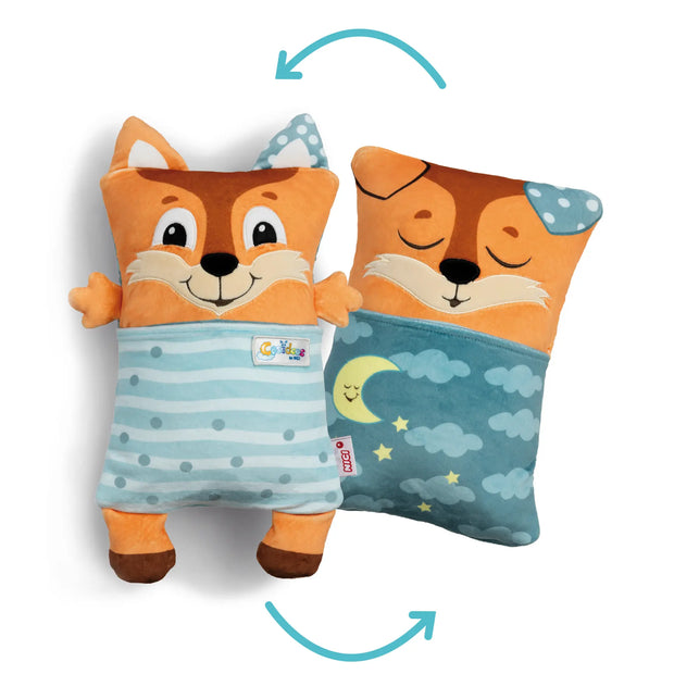 NICI Cosidoos Fuchs mit Wendefunktion zeigt wache und schlafende Seite im Vergleich
