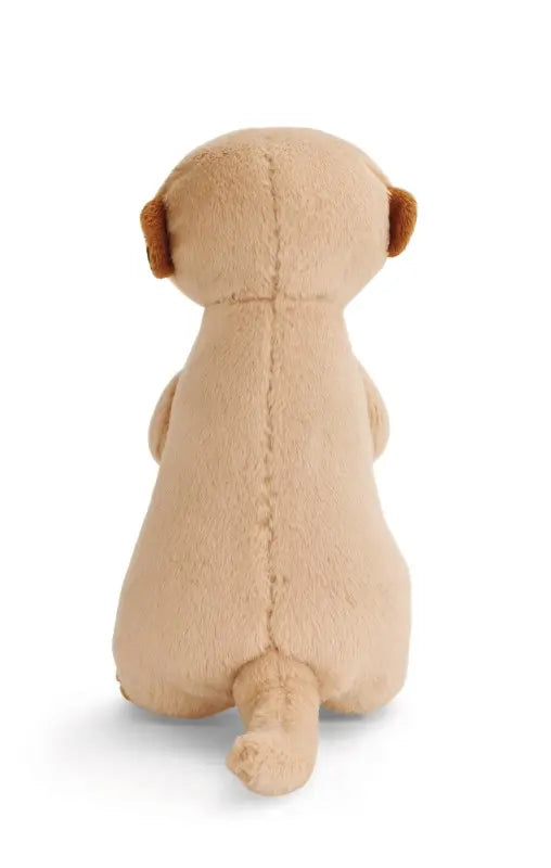 NICI Erdmännchen Kuscheltier 20 cm von hinten mit beigefarbenem Plüschfell, kleinen braunen Ohren und langem Schwanz auf weißem Hintergrund.