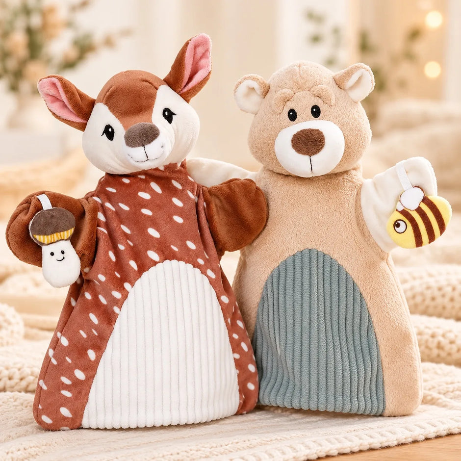 NICI Handpuppen 2er Set mit Reh und Bär aus weichem Plüsch – liebevolles Handpuppen-Bundle für Kinder bei BabyLions®.