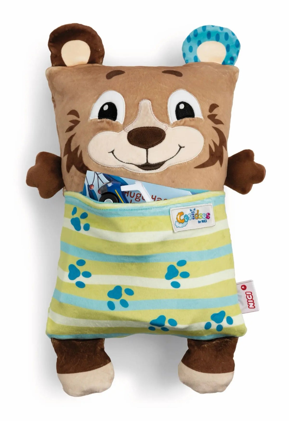 NICI Kuscheltier Bär mit praktischer Tasche für kleine Gegenstände