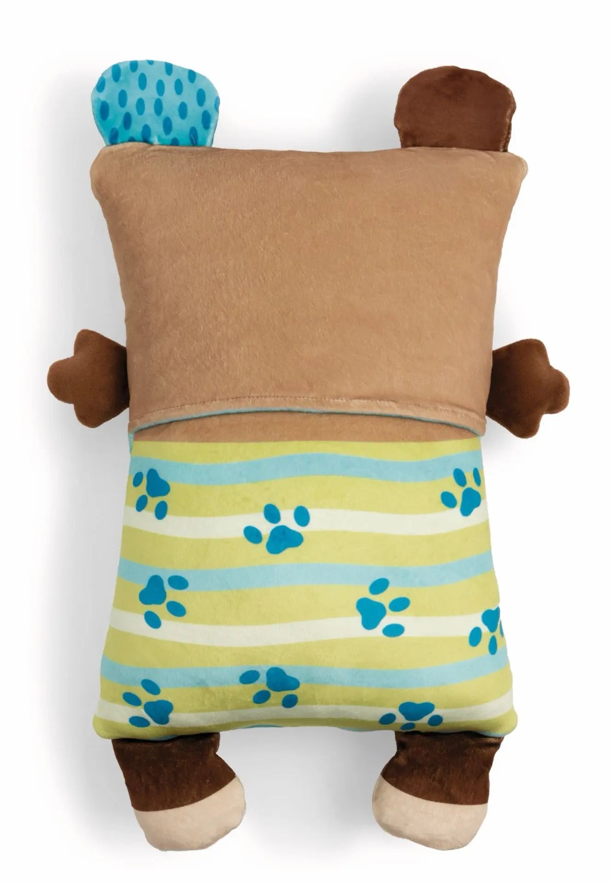Rückseite des NICI Kuscheltiers Bär mit buntem Pfotenmuster