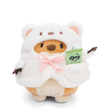 NICI mymochi Shiba Inu Hiro im weißen Bärenkostüm mit rosa Schleife und grünem Bubble Tea