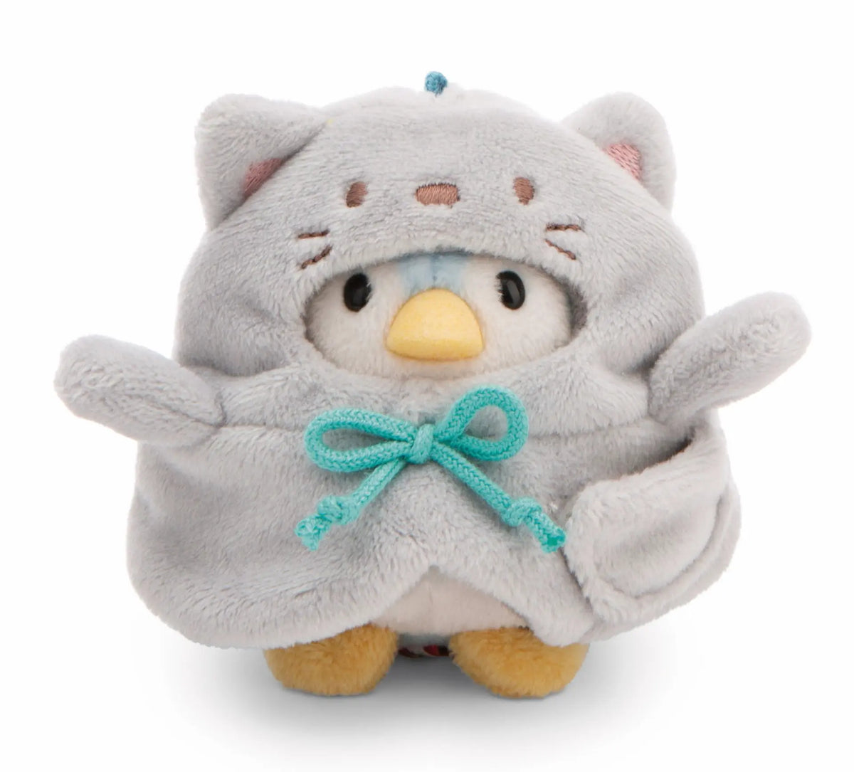 Kuscheltier Pinguin Waddle von NICI mymochi mit abnehmbarem Katzenkostüm in Grau