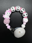 Personalisierte Einhorn Schnullerkette mit dem Namen Luna in Rosa, Weiß und Silikonring