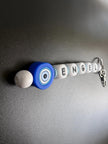 Personalisierter Schlüsselanhänger mit Namen und blauem Nazar Auge – handgefertigtes Geschenk mit Buchstabenperlen und Schlüsselring