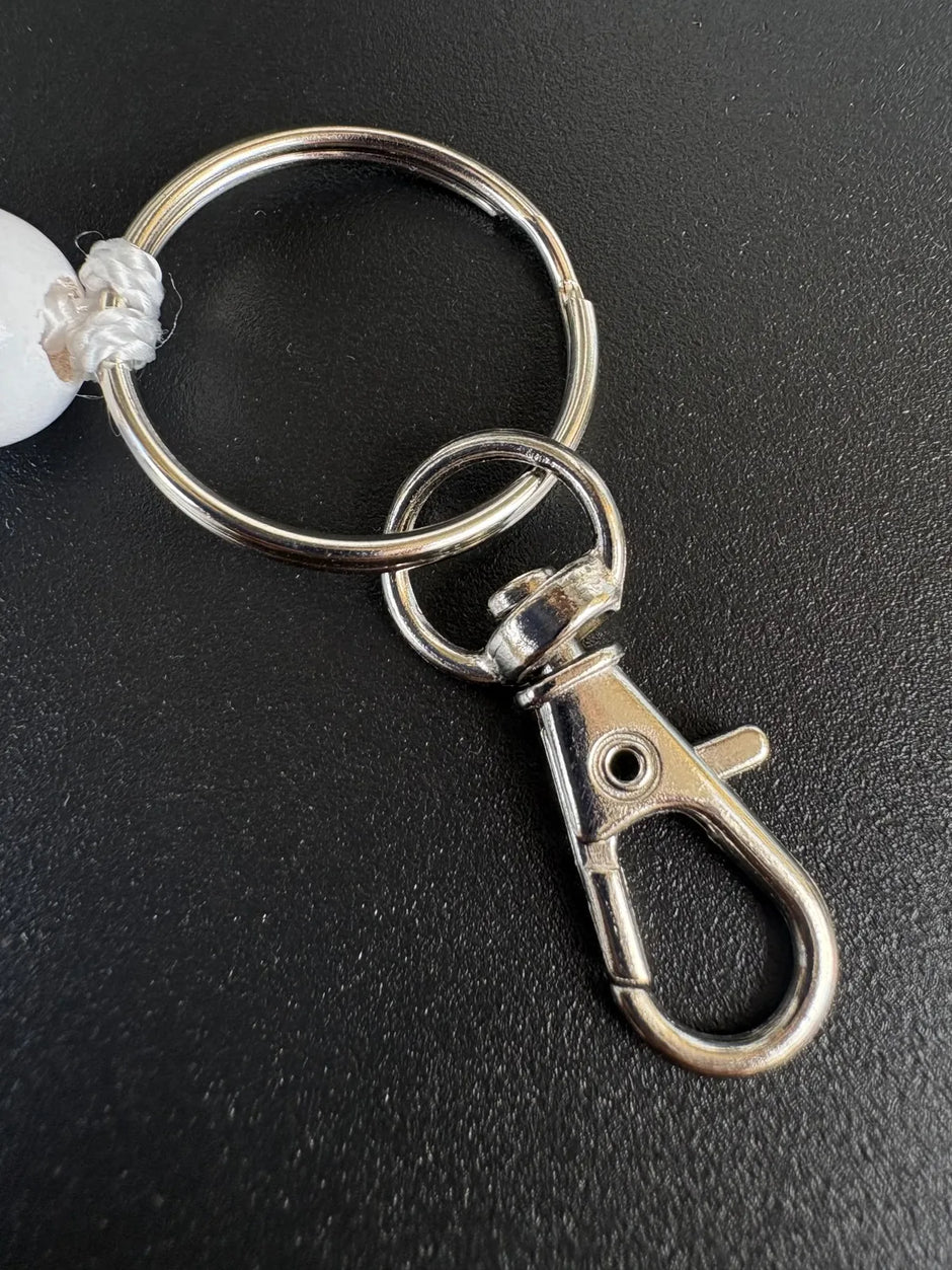 Schlüsselring mit Karabiner für personalisierten Nazar Schlüsselanhänger – stabile Metallbefestigung in Silber
