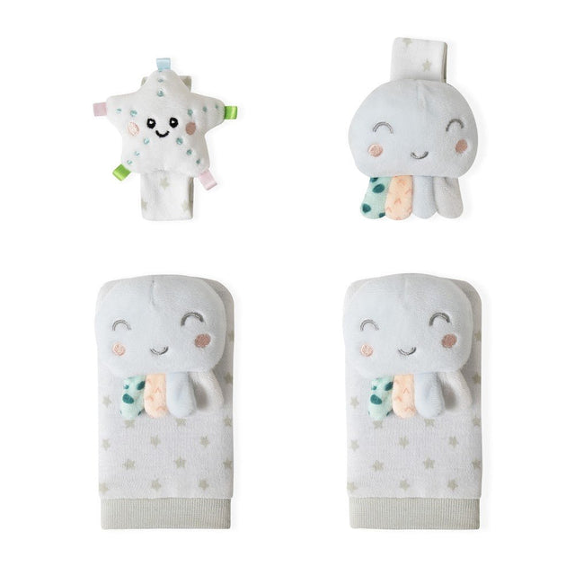 Rasselarmband Set für Babys – Löwe oder Krake - Babylions