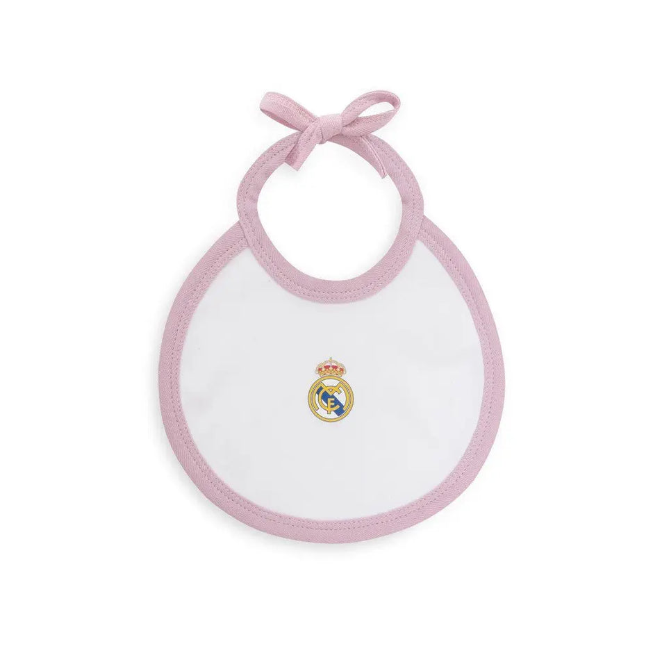 Baby Lätzchen Real Madrid rosa mit Logo weiche Baumwolle verstellbar saugfähig für Babys und Neugeborene