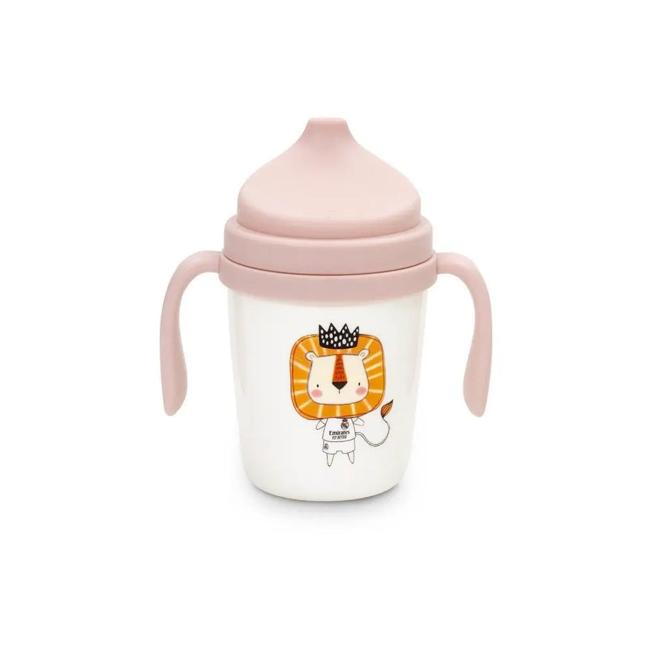 Baby Trinkbecher Real Madrid rosa mit Griffen BPA-frei aus dem 5-teiligen Geschirrset