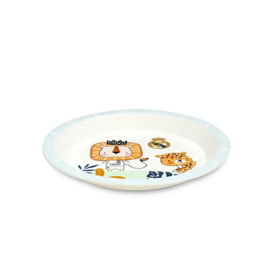 Real Madrid Kinder Teller flach blau mit Löwe Motiv Baby Geschirr