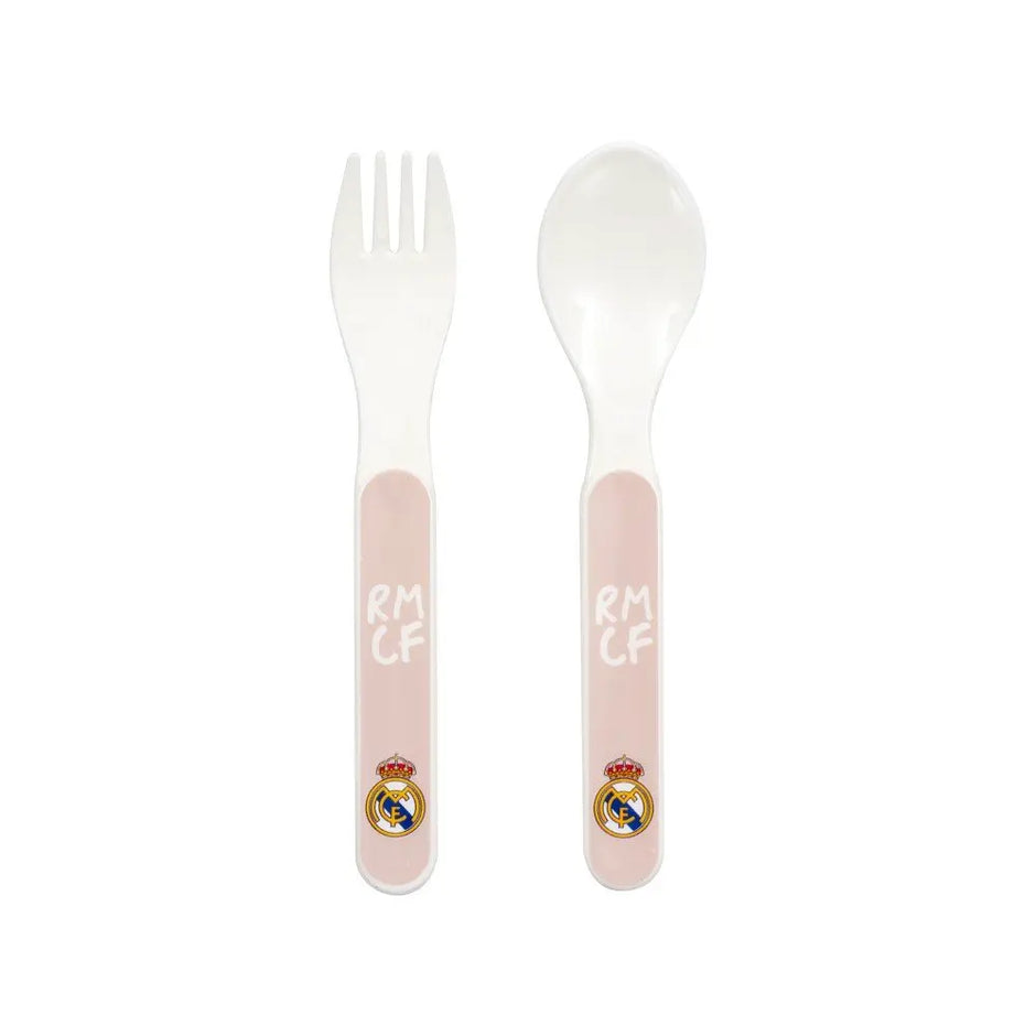 Baby Löffel und Gabel Real Madrid rosa BPA-frei aus dem 5-teiligen Geschirrset