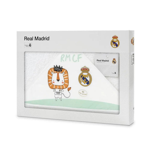 Real Madrid Baby Kapuzenhandtuch Löwe in Verpackung Geschenkset