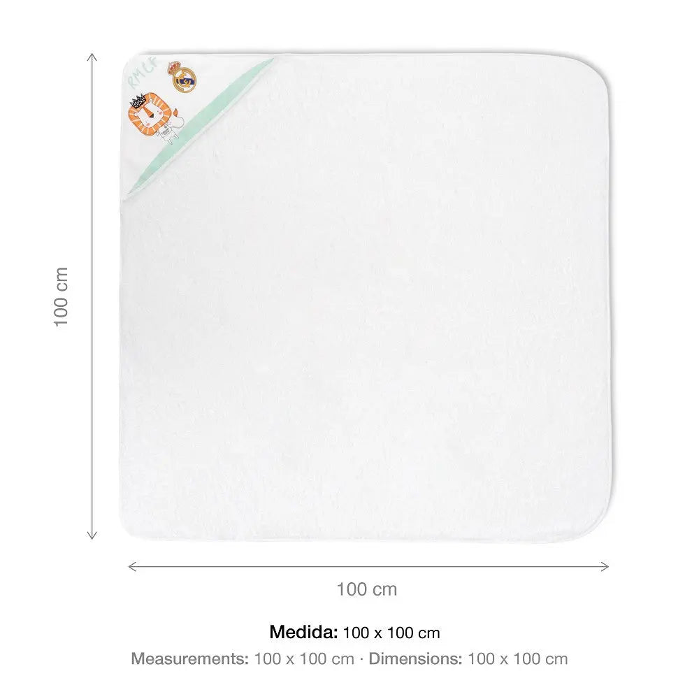 Real Madrid Baby Kapuzenhandtuch Löwe Größe 100x100 cm Baumwolle