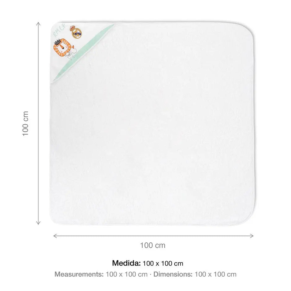 Real Madrid Baby Kapuzenhandtuch Löwe Größe 100x100 cm Baumwolle