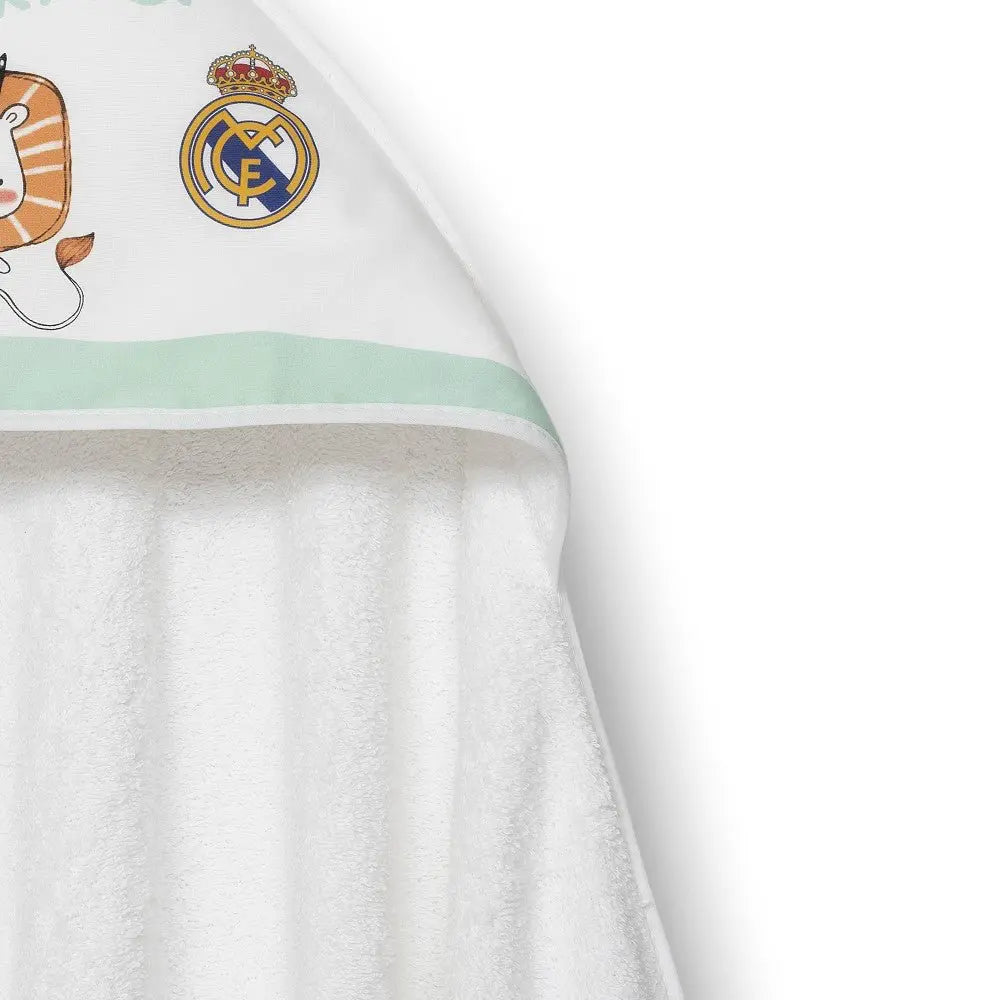 Real Madrid Baby Kapuzenhandtuch Löwe Detail Baumwolle weich Frottee Logo