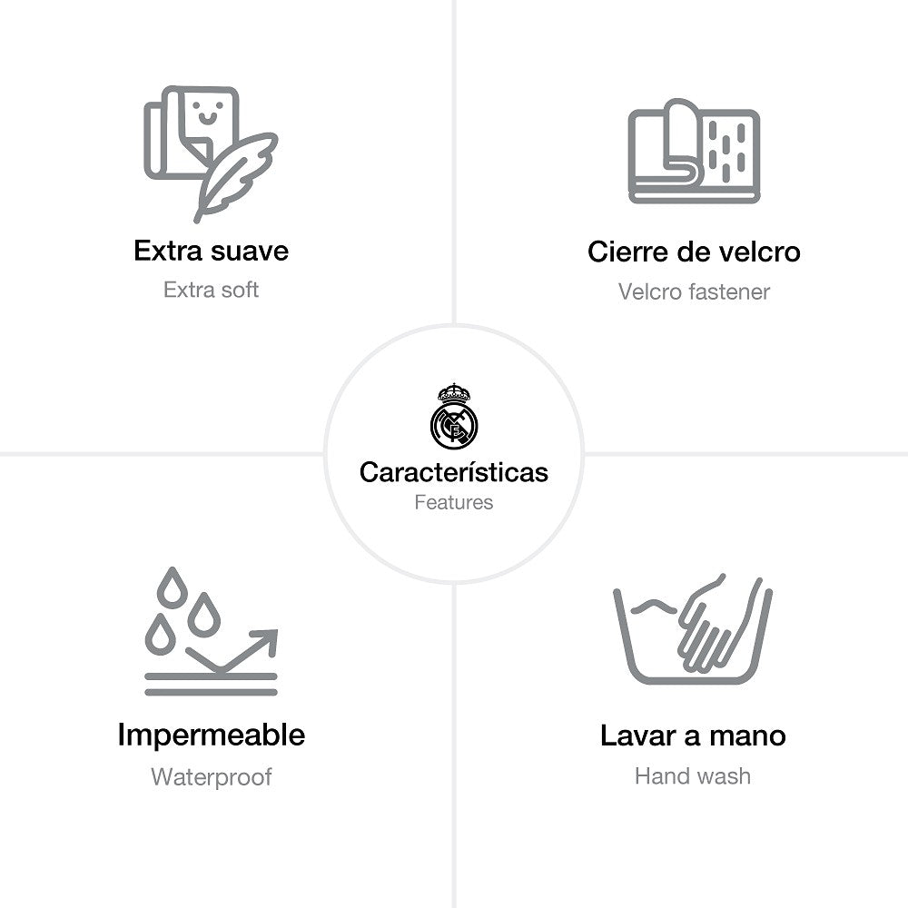 Real Madrid Baby Lätzchen Eigenschaften – extra weich, wasserdicht, Klettverschluss und Handwäsche geeignet