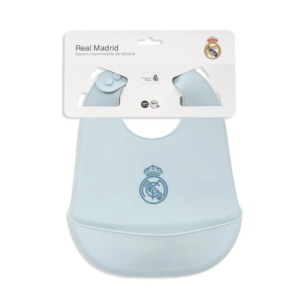 Real Madrid Baby Silikon Lätzchen blau BPA frei mit Verpackung verstellbar
