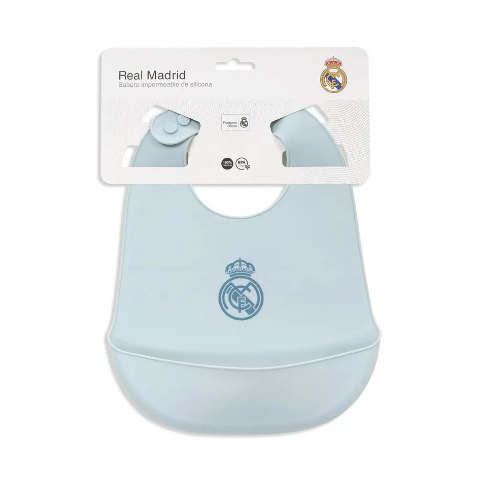 Real Madrid Baby Silikon Lätzchen blau BPA frei mit Verpackung verstellbar